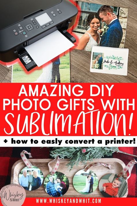 Let’s DIY Christmas Sublimation Gifts | What is sublimation? How to convert a printer for sublimation - Whiskey & Whit Sublimation Ideas For Christmas, Sublimation Photo Ornaments, Sublimated Christmas Gifts, Diy Christmas Gifts Sublimation, Sublimation Gifts For Men, Sublimation Crafts To Make And Sell, Sublimation Christmas Gift Ideas, Sublimation Slate Ideas, How To Do Sublimation