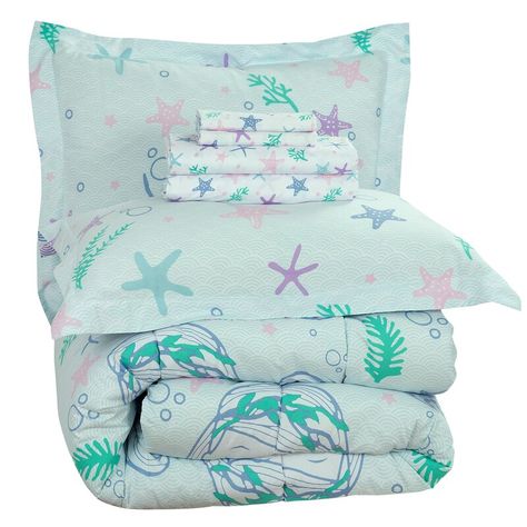 Harriet Bee Aoife Mystical Mermaid Reversible Comforter Set & Reviews | Wayfair Mermaid Bed, Little Mermaid Bedroom, Mermaid Curtains, Mermaid Theme Room, Whimsical Bedding, Mystical Mermaid, Mermaid Bedding, Best Bedding Sets, Mermaid Bedroom