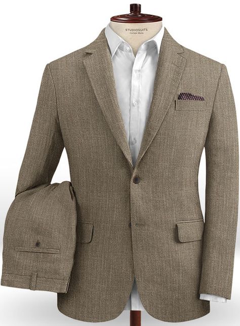 An ideal piece for men looking to embrace a muted shade and breaking the monotony of dark color in their wardrobe. Crafted from 55% linen, 37% wool and 8% silk, this linen blend suit makes the perfect lightweight alternative to cut a dapper silhouette. Pair it with a matching waistcoat, a crisp white shirt and tan brown derby shoes to stand the test of time. 
#studiosuits #menfashion #menswear Grey Linen Suit, Mens Prom, African Wear For Women, Linen Suits For Men, Custom Tailored Suits, Types Of Suits, Prom For Guys, White Linen Suit, Prom Suits For Men