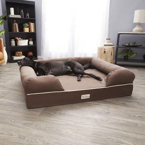 Buy PetFusion Ultimate Lounge Solid Memory Foam Dog & Cat Bed, Brown, Jumbo at Chewy.com. FREE shipping and the BEST customer service! Boys Furniture, Bed Steps, Donut Bed, Dog Sofa Bed, Memory Foam Dog Bed, Cool Dog Beds, Dog Sofa, Types Of Beds, New Beds