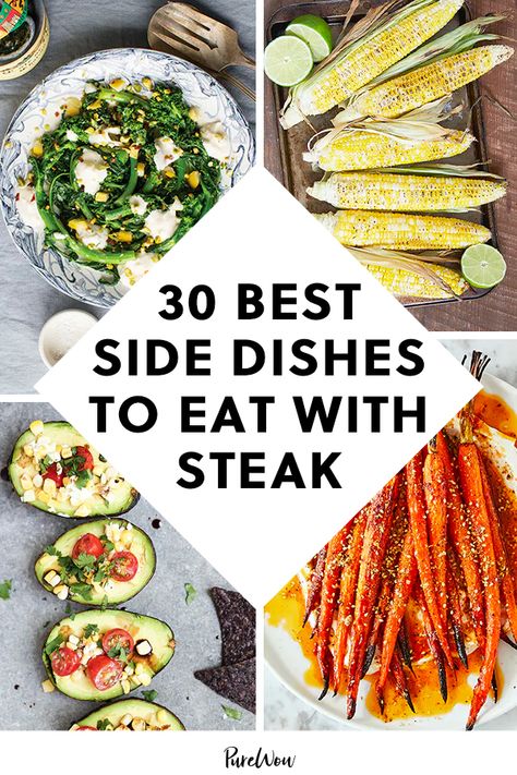 The 30 Best Side Dishes to Eat with Steak #purewow #food #recipe #meat #side dish Veggies For Steak Dinner, What To Make With Steak Sides, Sides Dishes With Steak, Best Steak Sides Dishes, Steak Tip Dinner Ideas, Steak Bites Side Dishes, Steak Thanksgiving Dinner, Good Steak Sides, What Goes With Steak Dinners