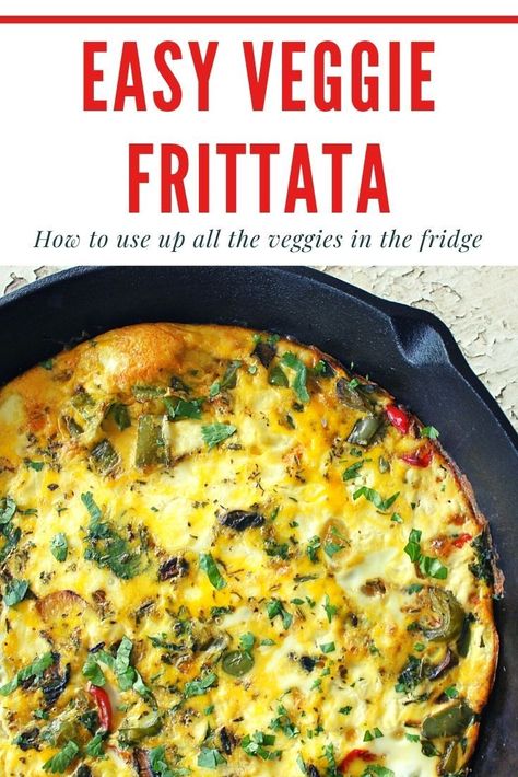 Easy Vegetable Breakfast Frittata - This easy frittata takes about 10 minutes to assemble, and you can load it with veggies, sausage, cheese, or anything else to make a quick, frugal meal. It can also be dairy-free, vegetarian, and makes a great gluten-free breakfast or dinner. From CheapskateCook.com #recipe #glutenfree #breakfast Gluten Free Breakfast Quiche Recipes, Frittata Recipes Cast Iron Skillet, Dairy Free Omlet Recipes, Brunch Frittata Easy Recipes, Veggie Frittata Recipes Breakfast, Veg Frittata Recipes, Veggie And Cheese Frittata, Fritata Recipe Dairy Free, Gluten Free Frittata Recipes