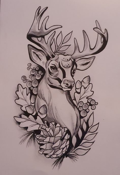 Deer Tattoo Designs, Stag Tattoo, Hirsch Tattoo, App Drawings, Tier Tattoo, Deer Drawing, Deer Tattoo, Tattoo Zeichnungen, Desenho Tattoo