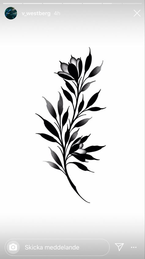 Black Foliage Tattoo, Negative Space Leaves Tattoo, Floral Silhouette Tattoo, Leafy Flower Tattoo, Black Botanical Tattoo, Negative Flower Tattoo, Mens Leaf Tattoo, Dark Leaf Tattoo, Dark Leaves Tattoo