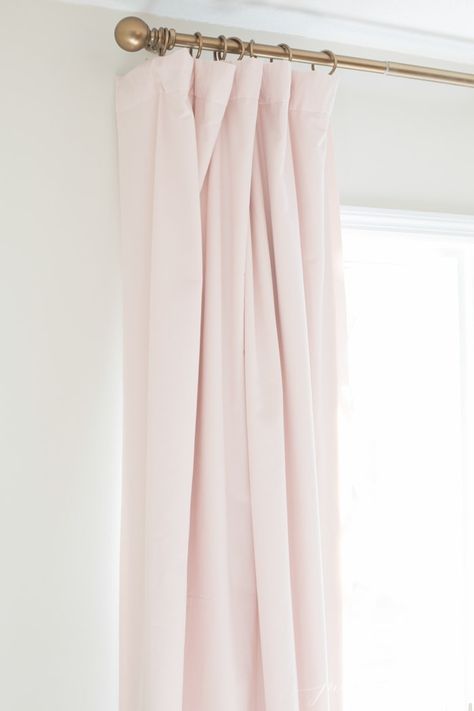 Blackout Curtains | Julie Blanner Duplex Remodel, Home Decor Ideas Indian, Home Decor Ideas Indian Style, How To Hang Curtains, Blush Curtains, Pink Blackout Curtains, Hang Curtains, Ranch Ideas, Airy Bedroom