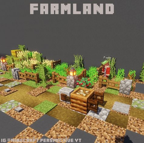 Farmland Minecraft Ideas, Minecraft Farmland Ideas, Minecraft Farming Ideas, Minecraft Wheat Farm, Minecraft Farmland, Mc Farm, Minecraft Path Ideas, Minecraft Landscaping, Minecraft Farming