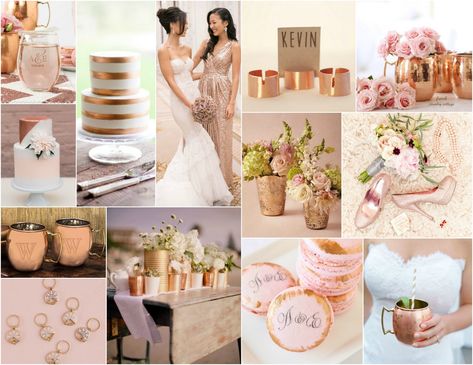 Trend alert: If you're not already aware of the oh-so-popular color combination of copper and blush, then it's time to get on board!  This hot trend is taking Blush Wedding Colour Scheme, Rustic Wedding Attire, Rustic Wedding Dress Lace, Copper Blush, Blush Wedding Theme, Copper Dress, Coral Wedding Flowers, Blush Wedding Colors, Rustic Wedding Colors