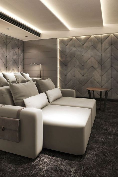 Home Theatre False Ceiling Design, Basement Cinema, Cinema Room Design, Theatre Ideas, Theater Sofa, Cinema Theater, Karaoke Room, Basement Layout, Theater Design