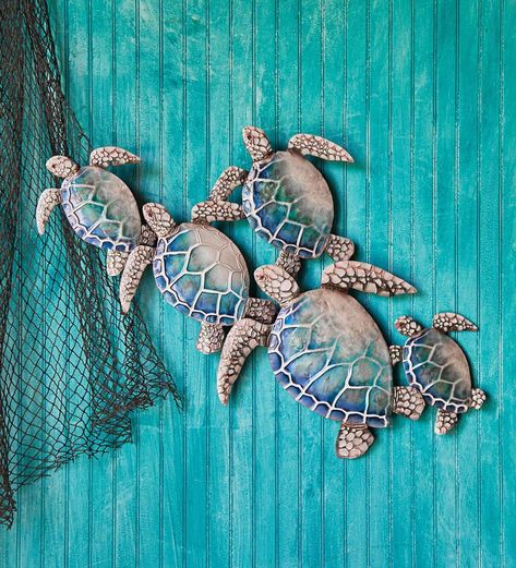 Sea Turtle Decor, Turtle Homes, Turtle Wall Decor, Sea Turtle Wall Art, Turtle Wall Art, Turtle Decor, Group Of Five, Sea Wall Art, Capiz Shell