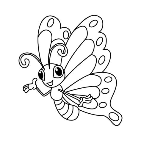 Vector funny butterfly cartoon character... | Premium Vector #Freepik #vector #cartoon #education-cartoon #cartoon-art #cartoon-illustration Butterfly Character, Funny Butterfly, Butterfly Cartoon, Education Cartoon, Outline Pictures, Illustration For Kids, Butterfly Coloring, Printable Christmas Coloring Pages, Cartoon Butterfly