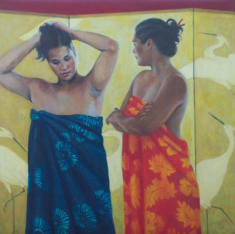 BEHIND THE SCREEN - Chris Campbell Tisha Campbell And Tichina Arnold, Scott Campbell Art Fairytale Fantasies, Chris Campbell, Hawaiian Artists Artworks, Vintage Hawaiian Postcards, Hawaiian Dancers Hula, Behind The Screen, Polynesian Art, Hawaiian Art