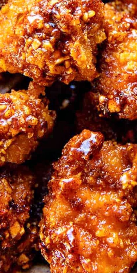 Baked Crispy Hot Honey Chicken, Baked Crunchy Honey Chicken, Saucy Fried Chicken, Oven Popcorn Chicken, Honey Glazed Sweet And Spicy Fried Chicken, Baked Crunchy Hot Honey Chicken Half Baked Harvest, Honey Hot Sauce Chicken, Honey Drizzled Fried Chicken, Chicken Sweet And Spicy