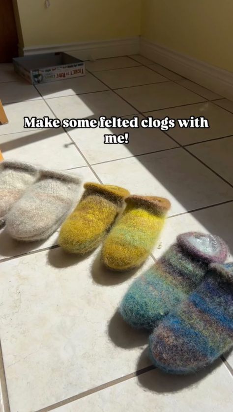 Instagram Brown Clogs, Noro Yarn, Felted Slippers, Knitted Slippers, Upcycled Fashion, Knitwear Design, Yellow And Brown, Knitting Inspiration, Slow Fashion