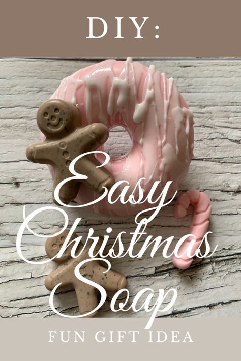 Easy DIY Melt and Pour Donut Soap - Diy Christmas Soap, Donut Soap, Soap Melt And Pour, Christmas Donuts, Peppermint Soap, Holiday Soap, Easy Handmade Gifts, Easy Diy Christmas Gifts, Christmas Soap