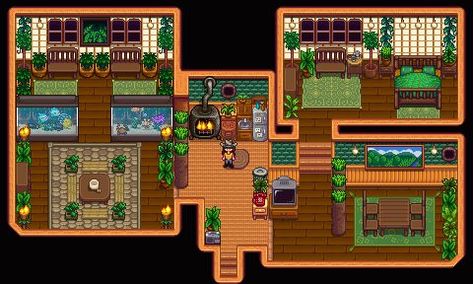 Ginger Island Farm House Stardew Ginger Island Farmhouse, Island Farm Stardew Valley, Ginger Island Home Stardew Valley, Stardew Valley Island Farmhouse, Stardew Island Farmhouse, Island House Stardew Valley, Stardew Valley Island House Interior, Ginger Island Layout Stardew Valley, Ginger Island Farm Layout Stardew Valley