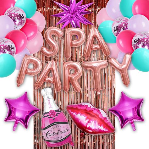 PRICES MAY VARY. Elevate Your Spa Party Decor: Transform any space into a relaxing oasis with our exquisite spa party balloons, adding an elegant touch to your girls' night, sleepover, or spa birthday celebration. Vibrant and Durable: Crafted from high-quality materials, our spa party decorations boast vibrant colors and long-lasting durability, ensuring they stay inflated throughout your event without fading or deflating. Versatile Decorating Options: Whether you're hosting a spa-themed birthda Spa Day Birthday Party Ideas For Adults, Spa Day Birthday Party Ideas For Kids, Kids Makeup Party, Girls Spa Party Ideas Kids, Spa Party Ideas For Girls Birthday, Girls Night Decorations, Pajama Party Decorations, Diy Spa Birthday Party, Spa Themed Birthday Party