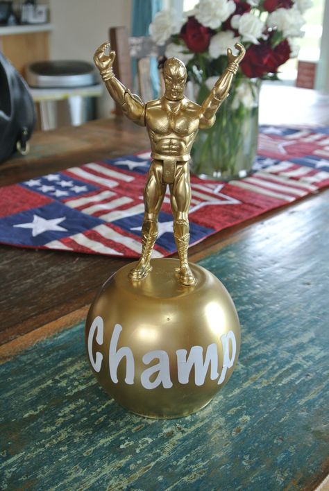 Game night trophy Family game night Fun Trophy Ideas, Homemade Trophy Ideas, Repurposed Trophies, Diy Trophy Ideas, Diy Game Night, Game Night Trophy, Homemade Trophy, Homemade Trophies, Game Night Gift Basket