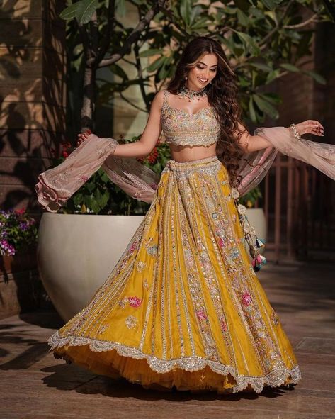 Sangeet outfit for brides, bridal sangeet lehenga, sangeet dress for bride, bridal sangeet look, bridal outfit ideas, bridal lehenga,  brides in lehenga, trending sangeet outfits, lehenga ideas, bridal gown ideas Trending Reception Outfits, Reception Lehenga For Bride, Lehengas For Bride, Reception Lehengas, Sangeet Dresses, Lehenga For Bride, Modern Gowns, Cocktail Outfits, Reception Outfits