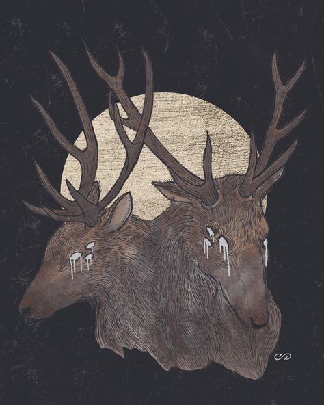 Not Deer, Deer Side View, Deer Head Drawing, Not Deer Cryptid, Creepy Deer, Not Deer Cryptid Art, Deer Folk Art, Creepy Deer Aesthetic, Elk Drawing