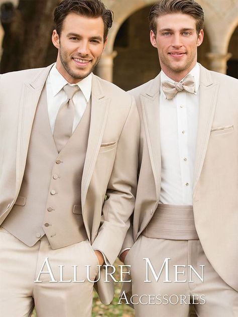 Men Suit Wedding, Allure Men, Suits Groom, Wedding Tux, Grooms Men, Groom Wedding Attire, Groom Suits, Beige Wedding, Lgbt Wedding