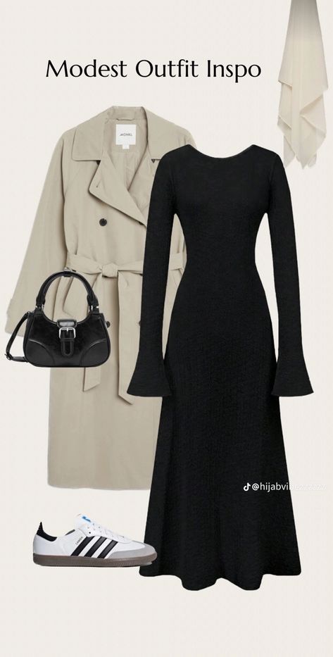 Basic Dress Outfit Hijab, K Drama Inspired Outfits, Midi Dress With Coat, Long Dress With Blazer Outfit, Work Outfits Women Dress, Winter Classy Outfits, Dress Outfits For Winter, Modest Clothing Ideas, Winter Modest Outfits