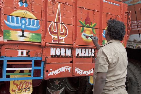 Truck Painting, I | por Meanest Indian Indian Truck Art, Indian Truck, Truck Painting, Brush Truck, Truck Signs, Sign Image, Truck Paint, Truck Art, Riveting