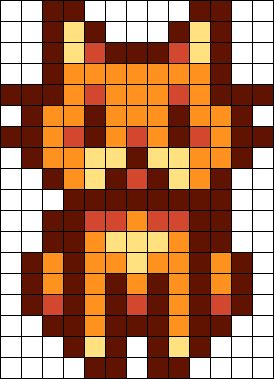 Stardew Valley Ginger Cat Perler Bead Pattern | Bead Sprites | Animals Fuse Bead Patterns Pearl Beads Pattern, Easy Perler Beads Ideas, Perler Bead Templates, Diy Perler Bead Crafts, Pixel Crochet, Pixel Art Grid, Kandi Patterns, Bead Sprite, Ginger Cat