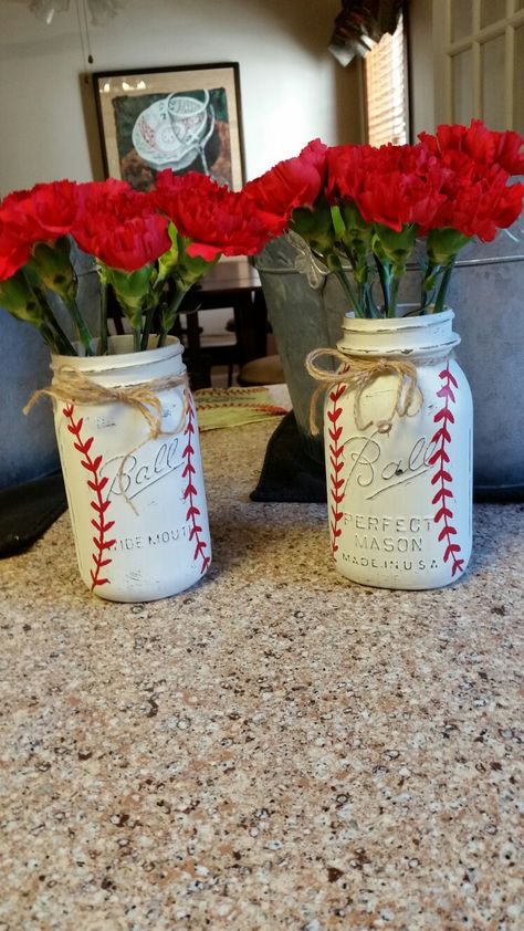 Baseball Centerpiece Ideas Banquet, Baseball Centerpiece Ideas, Baseball Banquet Table Decor, Baseball Centerpieces Table Decorations, Baseball Dinner Centerpieces, Baseball Party Centerpieces, Baseball Vase Centerpiece, Baseball Christmas Tree, Baseball Flowers