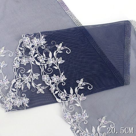 2Yards Dark Blue Lace Trims DIY Clothing Accessories Dress Sewing Applique French Flowers Net Lace Fabric 20.5cm Width|Lace| - AliExpress Saree Photos, French Flowers, Net Lace, Sewing Appliques, Diy Clothing, Lace Trims, Ali Express, Lace Hem, Dress Sewing