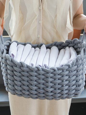 I found this amazing Hand-woven Cotton Rope Storage Box Simple Storage Basket Snack Key Desktop Debris Basket with AU$14.99,and 14 days return or refund guarantee protect to us. --Newchic Baby Toy Storage, Crochet Storage Baskets, Stationery Organizer, Toys Storage, Crochet Storage, Toy Storage Baskets, Linen Stitch, Clothing Boxes, Buy Linen