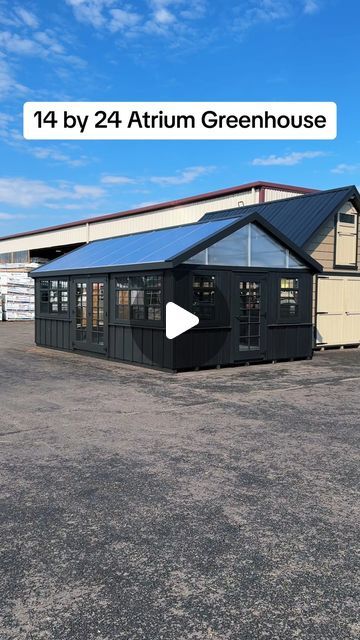 Lapp Structures LLC on Instagram: "A big beautiful black Atrium Greenhouse getting ready for delivery!  #greenhouse #gardening #gardendesign #sheshed #tinyhouse #tinyhome #cozy #plants" Greenhouse Built Into Hillside, Barndominium Greenhouse, Atrium Greenhouse, Black Greenhouse, She Shed Greenhouse, Greenhouse Shed Combo, Atrium Garden, Homemade Greenhouse, Large Greenhouse