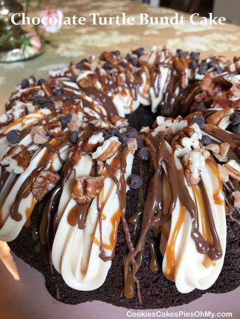 Easy Homemade Chocolate Turtle Cake Recipe, Valentine Cake Recipe, Deviled Food Cake Recipe, Chocolate Cake Mix Bundt Cake Recipes, Bundt Cake Flavor Ideas, Toppings For Chocolate Cake, Fancy Bundt Cake Recipes, Valentine Bundt Cake Recipes, Small Bundt Cakes