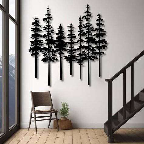 Amazon.com: Metal Pine Tree Wall Art,Pine Tree Decor,Pine Tree Wall Art,Wall Decorations for Living Room,Metal Tree Wall Decor,Nature Forest Decor, Housewarming Gift (Black, 80×78 cm/31"×31"in) : Home & Kitchen Rustic Cabin Wall Art, Tree Themed Decor, Outdoorsman Home Decor, Alabama Home Decor, Home Decor Mountain Style, Mountain Metal Wall Art, Woodsy Wall Decor, Wolf Home Decor, Split Entry Wall Decor