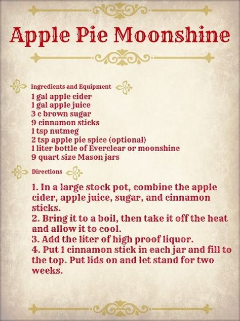 Apple Pie Moonshine Recipe, Infused Alcohol, Homemade Moonshine, How To Make Moonshine, Moonshine Recipe, Apple Pie Moonshine, Homemade Liquor, Liquor Recipes, Moonshine Recipes