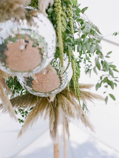 Pampas Grass Chandelier, Neutral Wedding Theme, Disco Ball Wedding, Neutral Wedding Decor, Blush Wedding Cakes, Bright Wedding Colors, Wedding Color Combinations, White Boutonniere, Cloud Craft