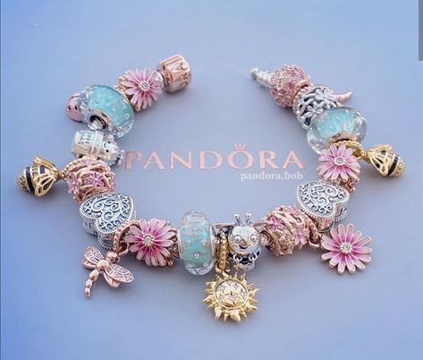 Pandora Bracelet Aesthetic, Pandora Spring, Pandora Bracelet Charms Ideas, Girly Bracelets, Pandora Bracelet Designs, Pandora Jewelry Charms, Wrist Jewelry, Jewelry Accessories Ideas, Pandora Bracelet Charms