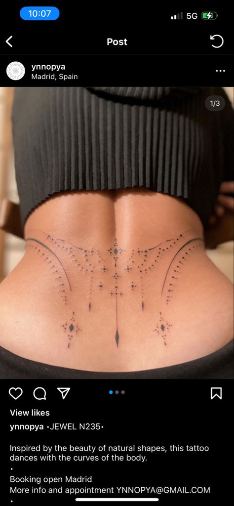 Tattoos On V Line Women, Body Wrap Tattoos For Women, Between Breast Tattoos For Women Big, Feminine Celestial Tattoo, Tattoos That Make You Look Curvy, Floral Torso Tattoo, Fine Line Full Back Tattoo, Belly Chain Tattoo, Back Hairline Tattoo