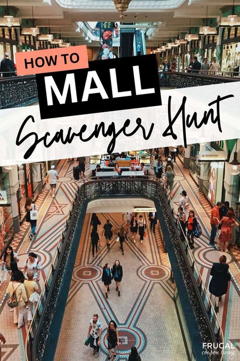 Get ready to break the ice with a bit of mall madness! A Mall Scavenger Hunt is fun for everyone from youth, to teens, and even adults. Scavenger Hunts at the mall can be used as birthday party games for teens, office party games for adults, or even youth group activities and ideas. Download this mall scavenger printable or make your own with the scavenger hunt template. Let the games begin! #FrugalCouponLiving Mall Birthday Party, Birthday Party Games For Teens, Teen Scavenger Hunt, Mall Madness, Scavenger Hunt Template, Mall Scavenger Hunt, Party Games For Teens, Scavenger Hunt Riddles, Scavenger Hunt List