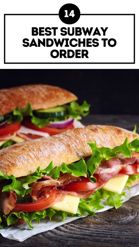 Subway Sandwiches Subway Copycat Recipes Sandwiches, Subway Sandwiches Ideas, Subway Veggie Sandwich, Subway Orders To Try, Copycat Subway Sandwiches, Subway Sandwich Ideas Copycat Recipes, Subway Menu Sandwiches, Subway Sandwich Order Ideas, Chicken Bacon Ranch Subway