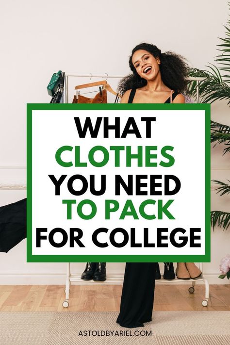 College Clothes Packing List, Clothes To Bring To College, Clothes To Pack For College, College Clothing Essentials, Clothes Packing List, Class Outfit College, What To Pack For College, College Wardrobe Essentials, Packing For College