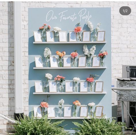 Farmhouse Weddings, Wedding Seating Chart Display, Pastel Wedding Theme, Wildflower Wedding Theme, Naples Wedding, Pastel Wedding Flowers, Samantha Wedding, The Millers, Flower Wall Wedding