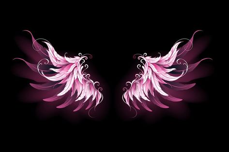 Angel Wings Graphic, Pink Angel Wings, Pink Wings, Wings Wallpaper, Pink Angel, Wings Art, White Wings, Art Et Illustration, Fairy Wings