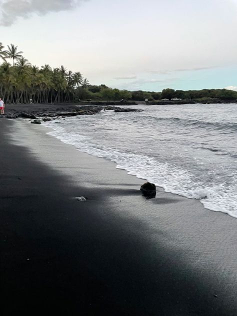 Black sand beach colored beach Punaluu Beach, Black Sand Beach, Black Sand, Beach Sand, Big Island, Hawaii, Water, Black