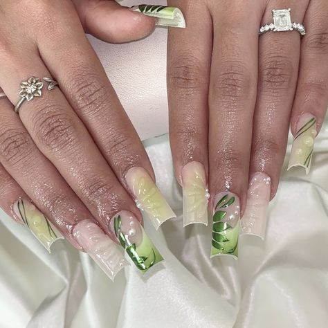 ig: setsbycarolaa Green Nails, Pretty Acrylic Nails, Acrylic Nails, Nail Designs, Nails