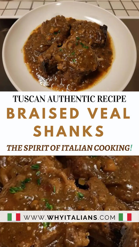 Craving authentic Italian cuisine? Look no further than our Tuscan Traditional Recipe: Sienese-Style Braised Veal Shanks! Bursting with flavor and cooked to perfection, it's a true culinary delight. Save this pin for later and elevate your next meal with Tuscan tradition! Veal Shoulder Recipes, Veal Shank Recipes, Veal Cutlet Recipes, Veal Chop Recipes, Veal Shank, Cutlet Recipes, Veal Chop, Veal Cutlet, Tuscan Recipes