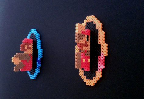 it8Bit — Mario vs Portal  3-D Perler Bead Set available... Perler Mario, Perler Bead Mario, Modele Pixel Art, Perler Creations, Perler Ideas, Pearl Beads Pattern, 3d Perler Bead, Perler Art, 3d Figures