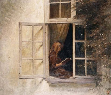 Girl Reading at the Window. Peter Ilsted (Danish, 1861-1933). Oil on canvas. Ilsted’s art expresses the essence of life in Copenhagen at the turn of the twentieth century: tranquility and orderliness, contentment with home and family and the isolation from the political and social turmoil in the countries to the south. Here, a girl reads in peace at an open window on a warm day. Women Reading Books, Letters Newspaper, Soul Illustration, Hallway Painting, Illustration Art Painting, Danish Interior, Berthe Morisot, Books And Art, Dry Pastel