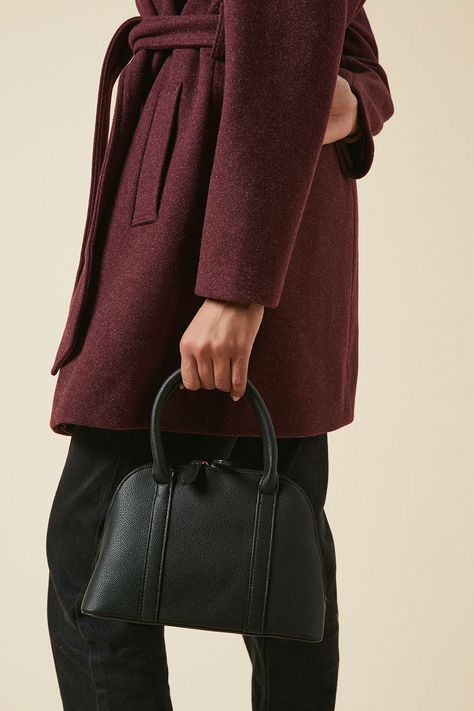 Bowler Bag, Petite Jumpsuit, Petite Coat, Leather Finish, Tall Clothing, Floral Outfit, Cold Weather Outfits, Belted Coat, Petite Tops