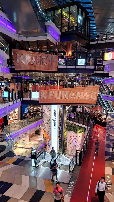 The revamped, futuristic Funan Mall in Singapore.  #singapore Singapore Shopping Mall, Futuristic Mall, Singapore Mall, Funan Mall, Shopping Mall Design, Street Mall, Commercial Complex, Mall Design, Future Style