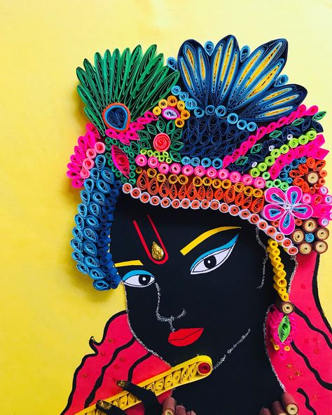 Paper quilling / lord krishna art / diy craft Lord Krishna Art, Quilling Painting, Painting Of Lord Krishna, Krishna Artwork, Quilling Gifts, Wide Smile, Funny Wedding Invitations, Quilling Work, Christmas Crafts For Toddlers